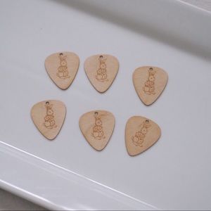 Wooden Guitar Picks with Rabbit/Bunny Prints